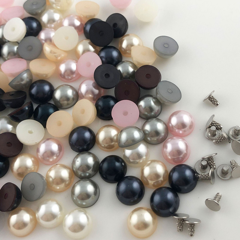 YORANYO 100/200 kompleta Poluokrugle imitacije bisernih zakovica Punk nitne Šiljci Dekorativne zakovice Prikladne za remenje Torbe Cipele Odjevni predmeti DIY