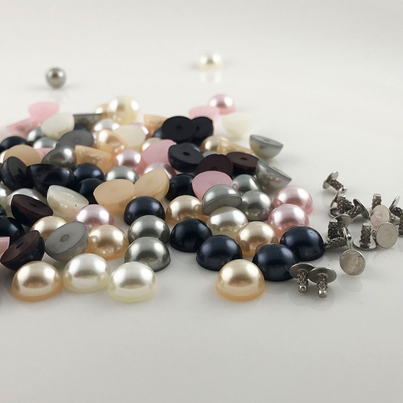 YORANYO 100/200 kompleta Poluokrugle imitacije bisernih zakovica Punk nitne Šiljci Dekorativne zakovice Prikladne za remenje Torbe Cipele Odjevni predmeti DIY