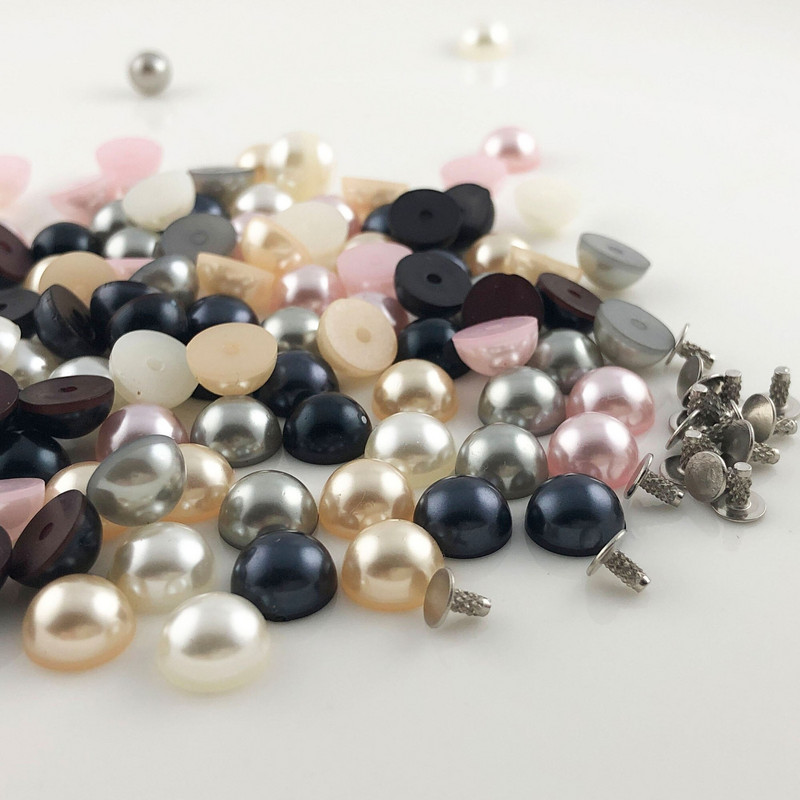 YORANYO 100/200 kompleta Poluokrugle imitacije bisernih zakovica Punk nitne Šiljci Dekorativne zakovice Prikladne za remenje Torbe Cipele Odjevni predmeti DIY