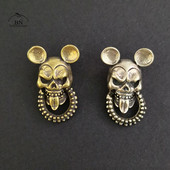 Puhtast messingist multifilmi hiirte pealuupeast riidest pannal kruvidega Punk Vintage meeste skelett nahast vöö rahakott Käekott Rõivaste needid