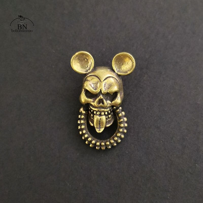 Puhtast messingist multifilmi hiirte pealuupeast riidest pannal kruvidega Punk Vintage meeste skelett nahast vöö rahakott Käekott Rõivaste needid