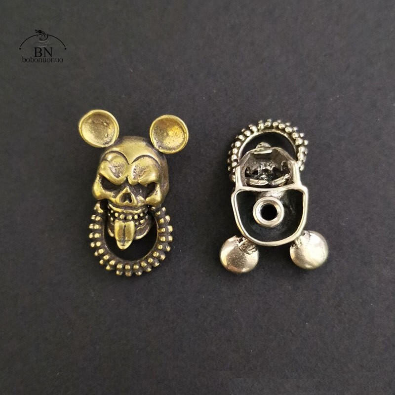 Puhtast messingist multifilmi hiirte pealuupeast riidest pannal kruvidega Punk Vintage meeste skelett nahast vöö rahakott Käekott Rõivaste needid