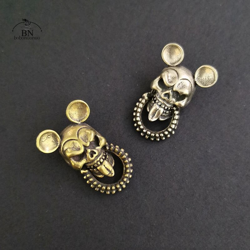 Puhtast messingist multifilmi hiirte pealuupeast riidest pannal kruvidega Punk Vintage meeste skelett nahast vöö rahakott Käekott Rõivaste needid