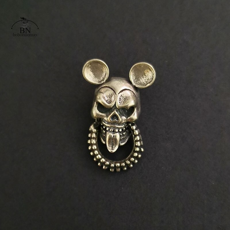 Puhtast messingist multifilmi hiirte pealuupeast riidest pannal kruvidega Punk Vintage meeste skelett nahast vöö rahakott Käekott Rõivaste needid