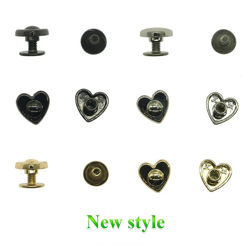 10 kusov kovových skrutiek v tvare srdca, nitovacie klince na zadné časti, oblečenie, koža, technológia, opasok, kabelka, taška, ozdobný hardvér 8 mm