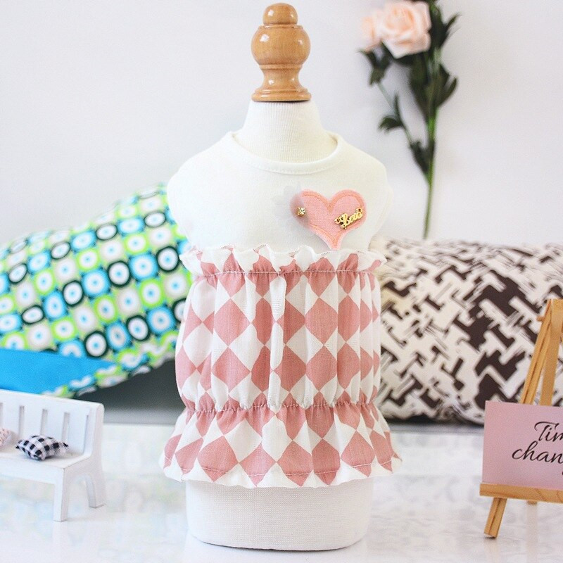 Letné šaty pre psov s pompéznou sukňou a medvedíkom Pomeranian pre malého psa, luxusné oblečenie pre psov pre syna a mačku