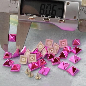 Νέα 50 σετ/συσκευασία 19 χρωμάτων Studs Spikes Remaches 8*8mm Punk Rock Rivets Παπούτσια Τσάντες Pyramide Πολύχρωμο πλαστικό βιδωτό πριτσίνι