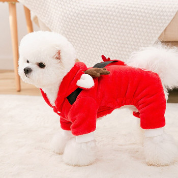 Костюм за домашен любимец, куче, котка, коледни зимни фланелени дрехи за кучета, палто с качулка за кучета, модно новогодишно облекло за кучета, котки, аксесоари за кучета