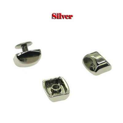 5 sád 11 mm * 10 mm obdĺžnikových skrutkovacích základov, trojfarebných dekoratívnych nýtových oblúkových povrchových kožených doplnkov pre domácich majstrov.