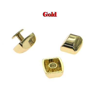 5 sád 11 mm * 10 mm obdĺžnikových skrutkovacích základov, trojfarebných dekoratívnych nýtových oblúkových povrchových kožených doplnkov pre domácich majstrov.