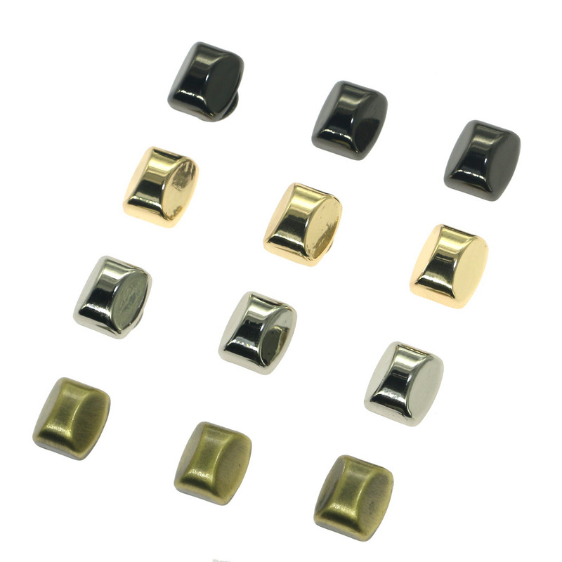 5 sád 11 mm * 10 mm obdĺžnikových skrutkovacích základov, trojfarebných dekoratívnych nýtových oblúkových povrchových kožených doplnkov pre domácich majstrov.