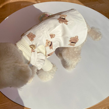 Χαριτωμένο Bear Sling φόρεμα για σκύλους Αποστολή ασορτί καπέλα Ρούχα σκύλου Βαμβακερή φούστα σκύλου για κουτάβι Μικρό σκύλο Chihuahua Yorkshire Στολή Perro