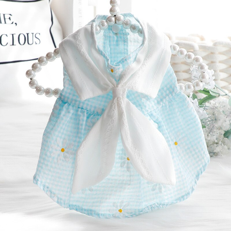 Oblečenie pre psov Jarné a letné tenké šaty pre mačacie princezné Veľkoobchod s potlačou králičieho obojku pre malých psov, plyšového zvieraťa, oblečenie pre malých psov