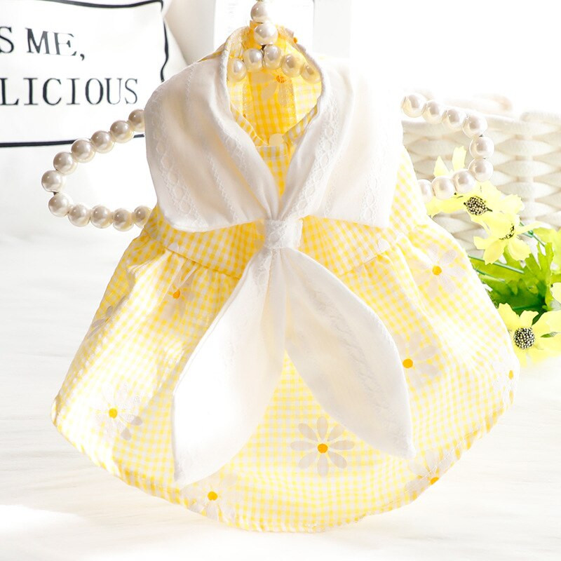 Oblečenie pre psov Jarné a letné tenké šaty pre mačacie princezné Veľkoobchod s potlačou králičieho obojku pre malých psov, plyšového zvieraťa, oblečenie pre malých psov