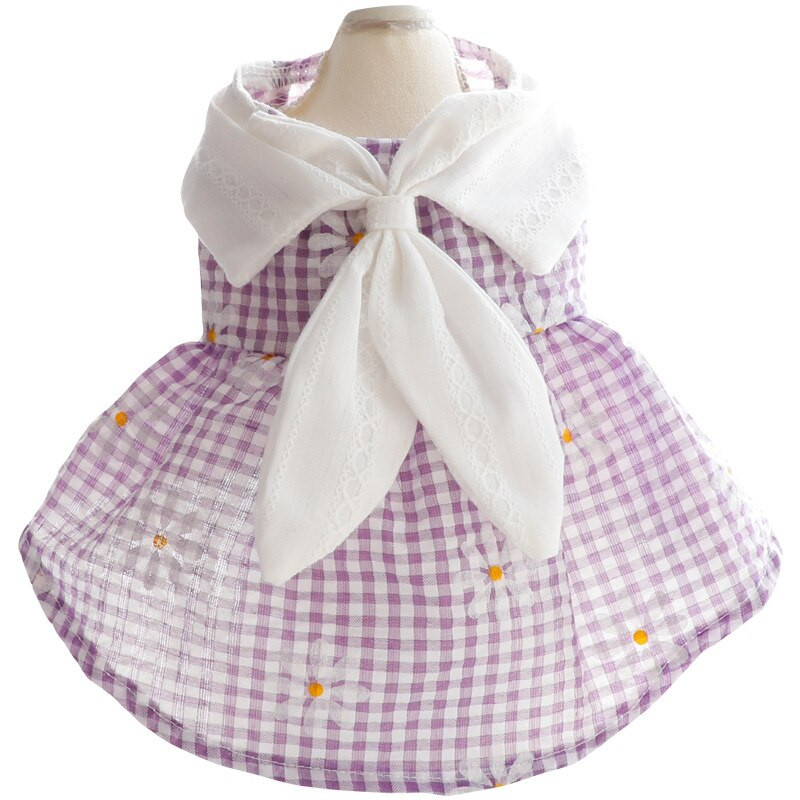 Oblečenie pre psov Jarné a letné tenké šaty pre mačacie princezné Veľkoobchod s potlačou králičieho obojku pre malých psov, plyšového zvieraťa, oblečenie pre malých psov