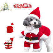 Jõulud lemmikloomakoera kassi kostüümid naljakad jõuluvana uusaasta kassirõivad kiisu kassipoegade rõivad Yorkshire`i talvel soojad lemmikloomariided