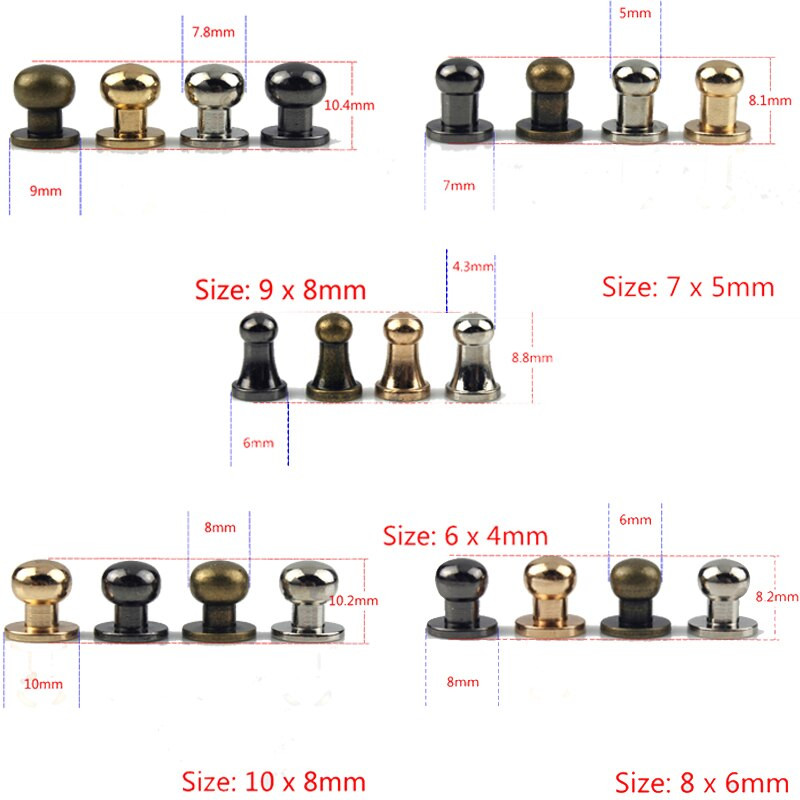 10 kompleta/pakiranje Izvrsna kvaliteta Bakrena duda Nokti Prtljaga Kožna Metalna izrada Čvrsti vijak Zakovice za čavle Zakovice za remen
