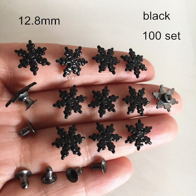 Set de 100 - Nit cu fulg de zăpadă auriu/argintiu/negru, 12,8 mm.