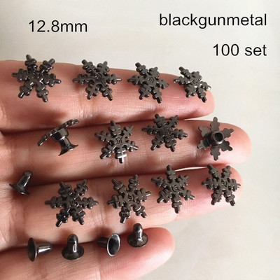 Set de 100 - Nit cu fulg de zăpadă auriu/argintiu/negru, 12,8 mm.