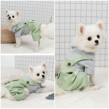 Χαριτωμένα σκυλιά ριγέ πουκάμισο για κατοικίδια φόρμες για σκύλους με τσέπη μόδας παντελόνι για κουτάβι πουκάμισο για σκύλους Άνετα ρούχα για κατοικίδια