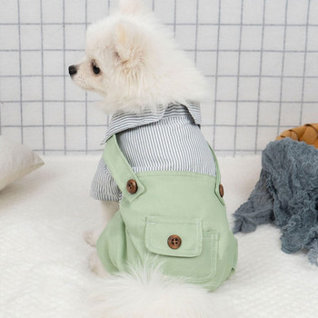 Χαριτωμένα σκυλιά ριγέ πουκάμισο για κατοικίδια φόρμες για σκύλους με τσέπη μόδας παντελόνι για κουτάβι πουκάμισο για σκύλους Άνετα ρούχα για κατοικίδια