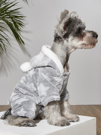Есенен/зимен пуловер с косми за кучета за домашни любимци, подплата с катарама с качулка, удебелено поларено яке за четирикраки домашни любимци, подходящо за открито и индо