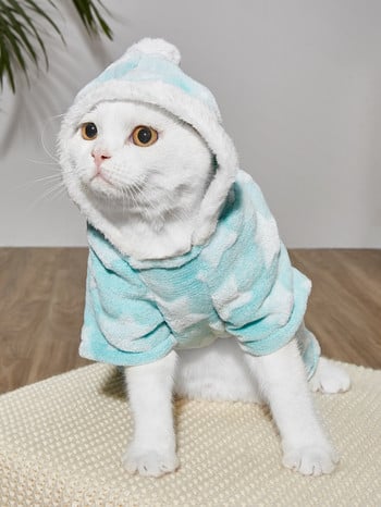 Есенен/зимен пуловер с косми за кучета за домашни любимци, подплата с катарама с качулка, удебелено поларено яке за четирикраки домашни любимци, подходящо за открито и индо