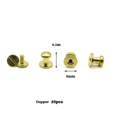 Novih 20 kompleta/paket 4 mm (promjer), 8 mm (visina) kožni željezni mesingani klinovi za vijčane zakovice za odjeću B-04