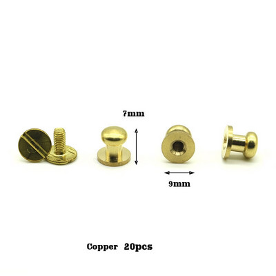 Novih 20 kompleta/paket 4 mm (promjer), 8 mm (visina) kožni željezni mesingani klinovi za vijčane zakovice za odjeću B-04