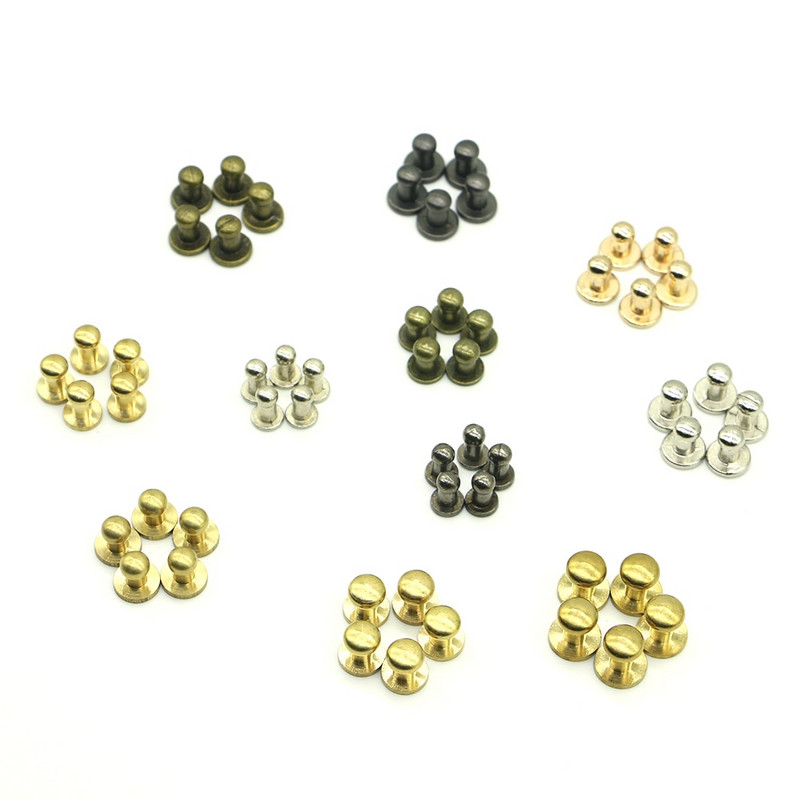 Novih 20 kompleta/paket 4 mm (promjer), 8 mm (visina) kožni željezni mesingani klinovi za vijčane zakovice za odjeću B-04