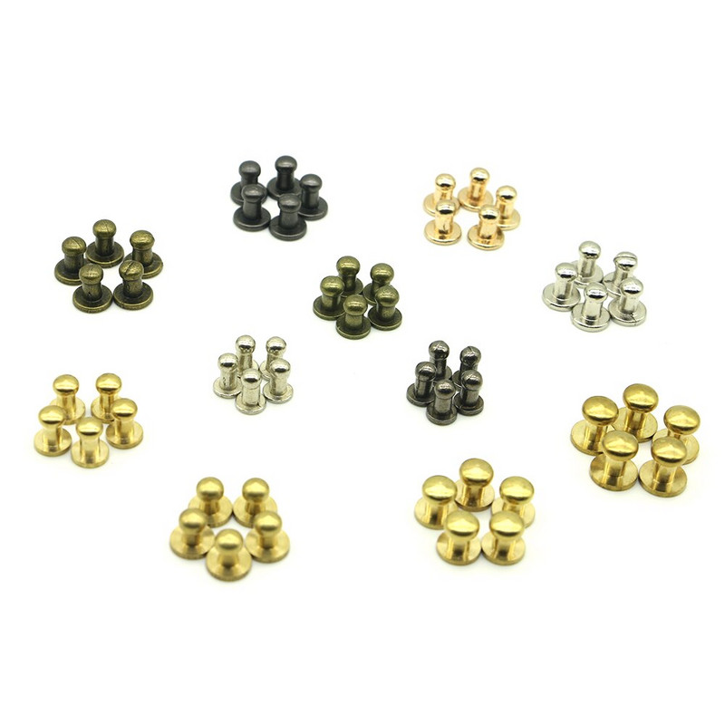 Novih 20 kompleta/paket 4 mm (promjer), 8 mm (visina) kožni željezni mesingani klinovi za vijčane zakovice za odjeću B-04
