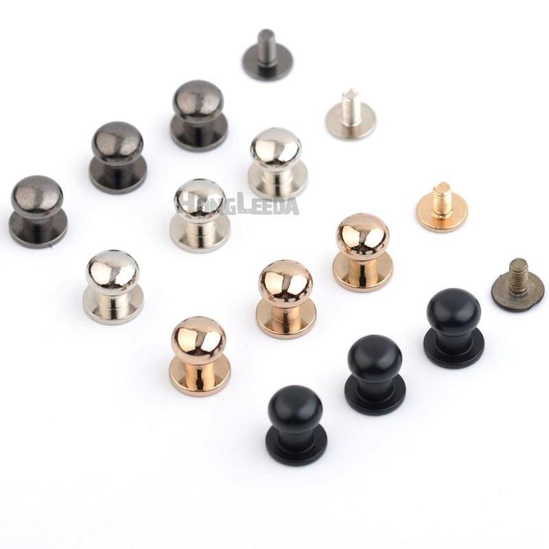DIY 50 σετ/παρτίδα 8*9*10 χιλιοστά μεγάλα μεταλλικά ορειχάλκινα βιδωτά πριτσίνια πόμολο δερμάτινα καρφιά καρφιά craft πριτσίνια ζώνη ρολογιού στρογγυλή ασημί/μαύρο/χρυσό ZD014