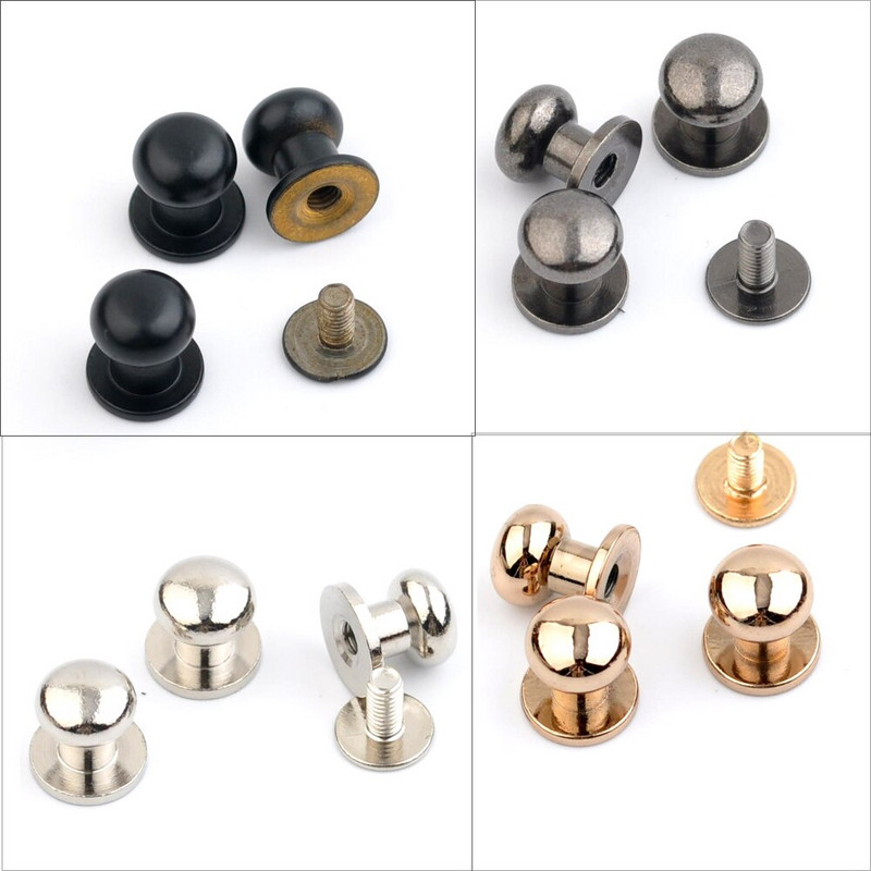 DIY 50 σετ/παρτίδα 8*9*10 χιλιοστά μεγάλα μεταλλικά ορειχάλκινα βιδωτά πριτσίνια πόμολο δερμάτινα καρφιά καρφιά craft πριτσίνια ζώνη ρολογιού στρογγυλή ασημί/μαύρο/χρυσό ZD014