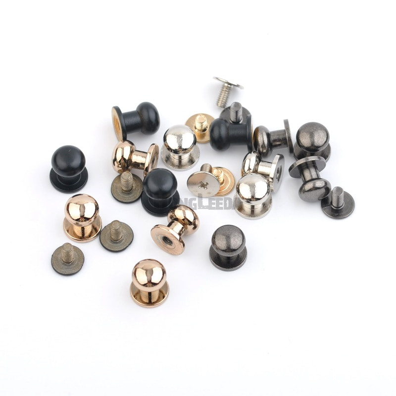 DIY 50 σετ/παρτίδα 8*9*10 χιλιοστά μεγάλα μεταλλικά ορειχάλκινα βιδωτά πριτσίνια πόμολο δερμάτινα καρφιά καρφιά craft πριτσίνια ζώνη ρολογιού στρογγυλή ασημί/μαύρο/χρυσό ZD014