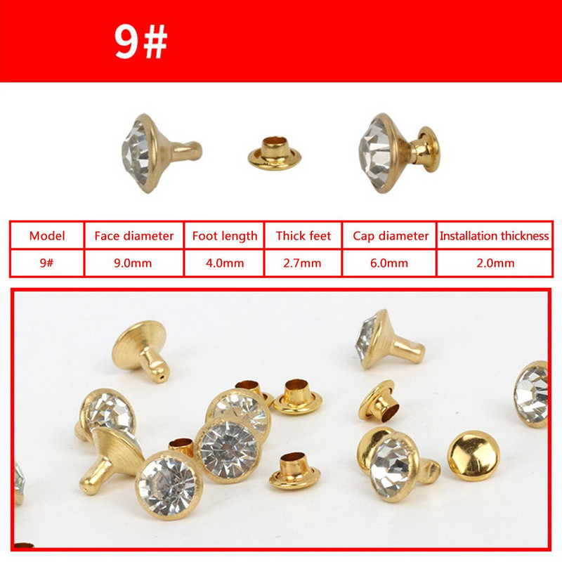 Стъклени кристали Комплект копчета с нитове Направи си сам Ръчно шиене на дрехи Закопчалка за шапка Яка Катарама Аксесоари за декорация