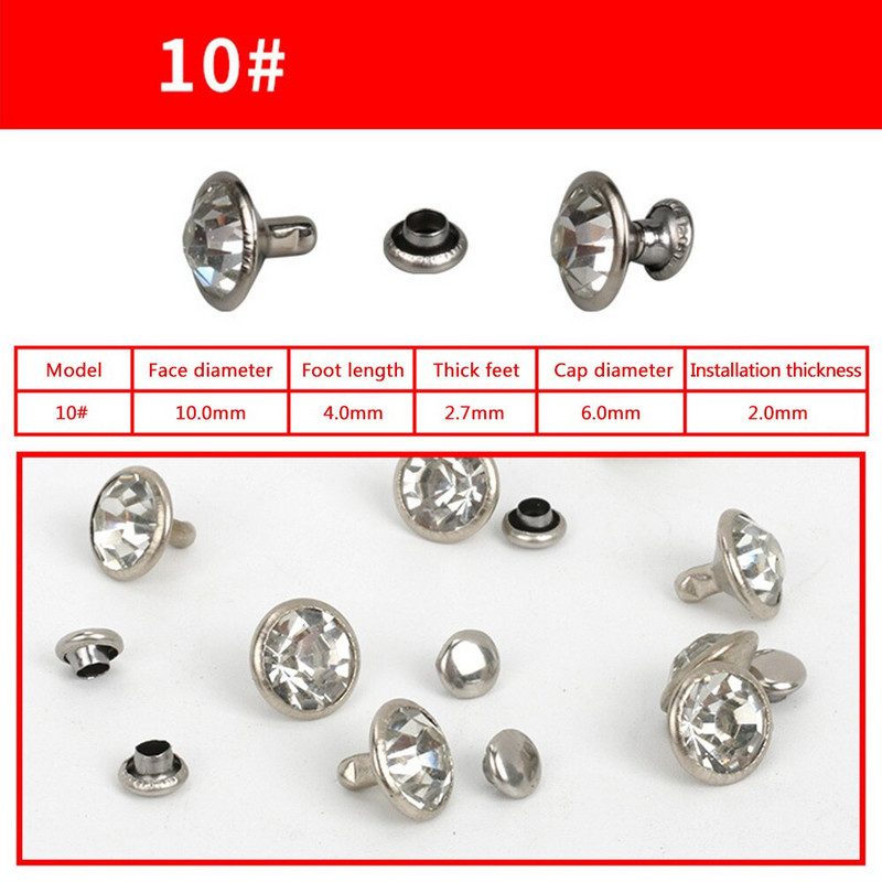 Стъклени кристали Комплект копчета с нитове Направи си сам Ръчно шиене на дрехи Закопчалка за шапка Яка Катарама Аксесоари за декорация