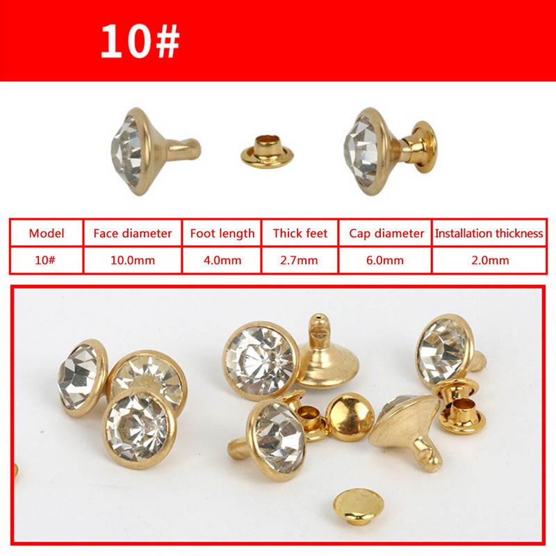 Стъклени кристали Комплект копчета с нитове Направи си сам Ръчно шиене на дрехи Закопчалка за шапка Яка Катарама Аксесоари за декорация