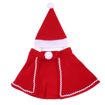 Коледно малко куче Дядо Коледа Cape & Hat Doggie Фестивален костюм Pet Merry christmas кърпа Fluffy Red Xmas Event сувенири