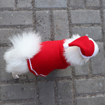 Коледно малко куче Дядо Коледа Cape & Hat Doggie Фестивален костюм Pet Merry christmas кърпа Fluffy Red Xmas Event сувенири