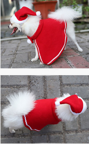 Χριστουγεννιάτικο Small Dog Santa clause Cape & Hat Doggie Festival σετ κοστουμιού Pet Merry Χριστουγεννιάτικο πανί Fluffy Red Χριστουγεννιάτικες μπομπονιέρες