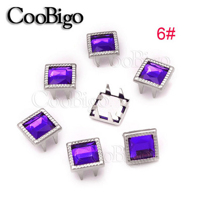 200tk Claw Square Rhinestone Needid Naastud Crystal Nailhead DIY Punk Spike Kingad Kott Riided Nahast Käsitöö Aksessuaar Värviline 9mm