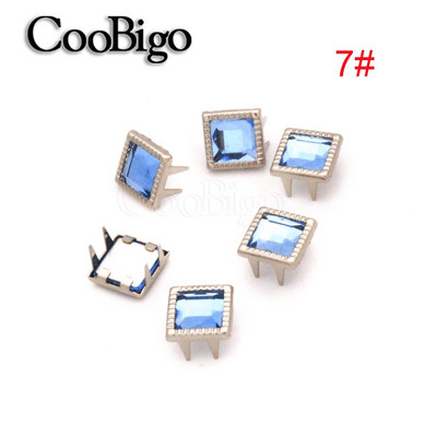 200tk Claw Square Rhinestone Needid Naastud Crystal Nailhead DIY Punk Spike Kingad Kott Riided Nahast Käsitöö Aksessuaar Värviline 9mm