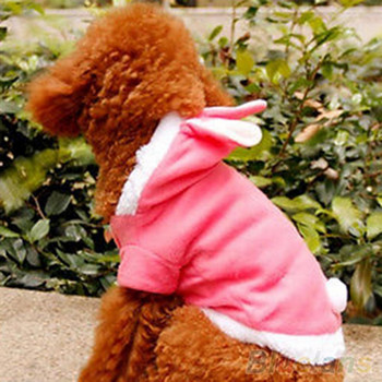 Ρούχα για γάτες για σκύλους κατοικίδιων ζώων Κοντό μανίκι σε στυλ χαριτωμένο κουνέλι Μαλακό, άνετο βαμβακερό, χειμωνιάτικο ζεστό ένδυμα για κουτάβι