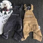 Зимни топли ретро дънки Гащеризони за домашни любимци Кучета Комбинезони Прекрасно каубойско куче Четирикраки дрехи Теди Палто за малко куче Облекло XS-XXL