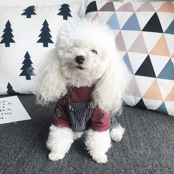 Χειμωνιάτικο ζεστό vintage τζιν φόρμες για κατοικίδια Σαλοπέτες για σκύλους Υπέροχες φόρμες για σκύλους καουμπόη με τέσσερα πόδια Ρούχα Teddy Small Dog Coat Apparel XS-XXL