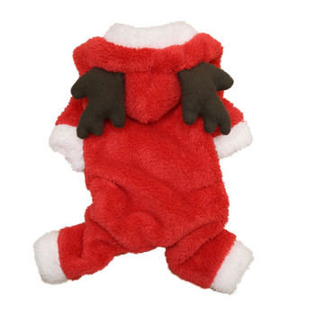 Χριστουγεννιάτικη στολή για σκύλους κατοικίδιων ζώων Κέρατα μεταμορφωμένα φόρεμα Alk Jumpsuits Χειμερινά ρούχα για κουτάβια Πρωτοχρονιάτικο αξεσουάρ για κατοικίδια