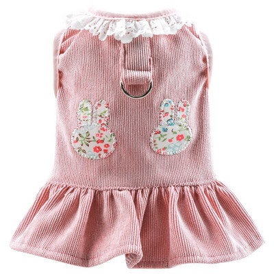 Дрехи за домашни кучета Дрехи с памучна подплата Нови есенни и зимни продукти Топли топли и кашмирени градински дрехи с памучна подплата на цветя