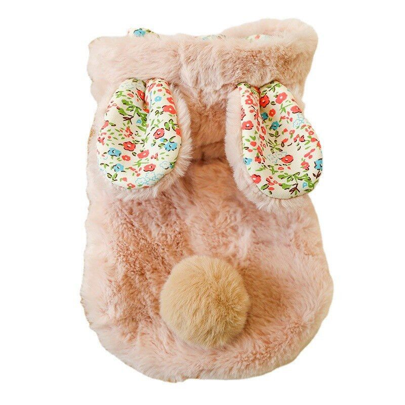 Дрехи за домашни кучета Дрехи с памучна подплата Нови есенни и зимни продукти Топли топли и кашмирени градински дрехи с памучна подплата на цветя
