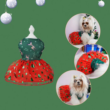 Χριστουγεννιάτικη φούστα για κατοικίδια Υπέροχη φούστα και γιλέκο για σκύλους Elk Χριστουγεννιάτικο δέντρο Snowflakes Σκύλος γιορτινό φόρεμα Ελαφρύ κοστούμι σκυλάκι