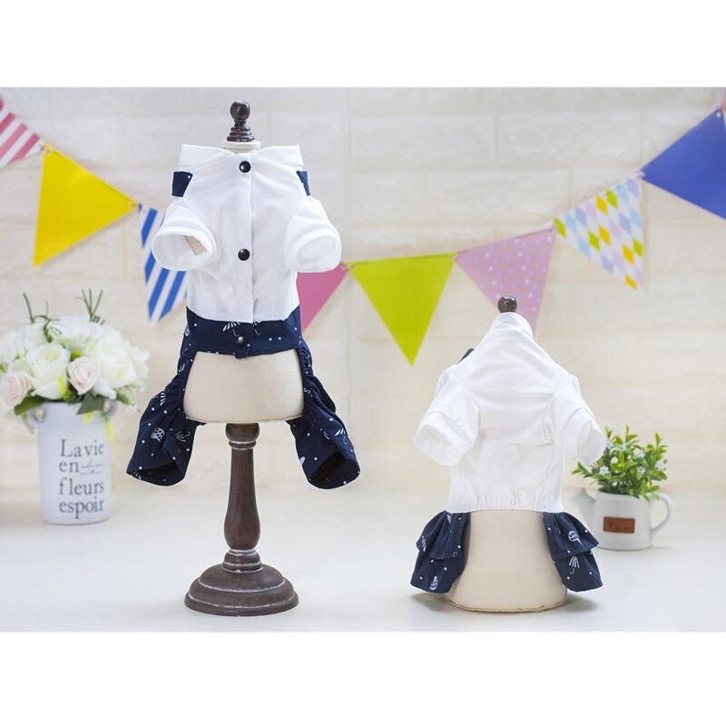 Lemmiklooma koera paari riided Puuvillane nelja jalaga mereväe mantel ja printsessi seelik kutsikas kass vend ja õde riided lemmikloomapaari riietus